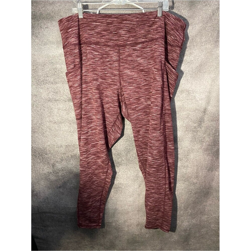 Maurices Plus Size 3X Athletic Leggings Maroon Space Dye High Rise With Pockets